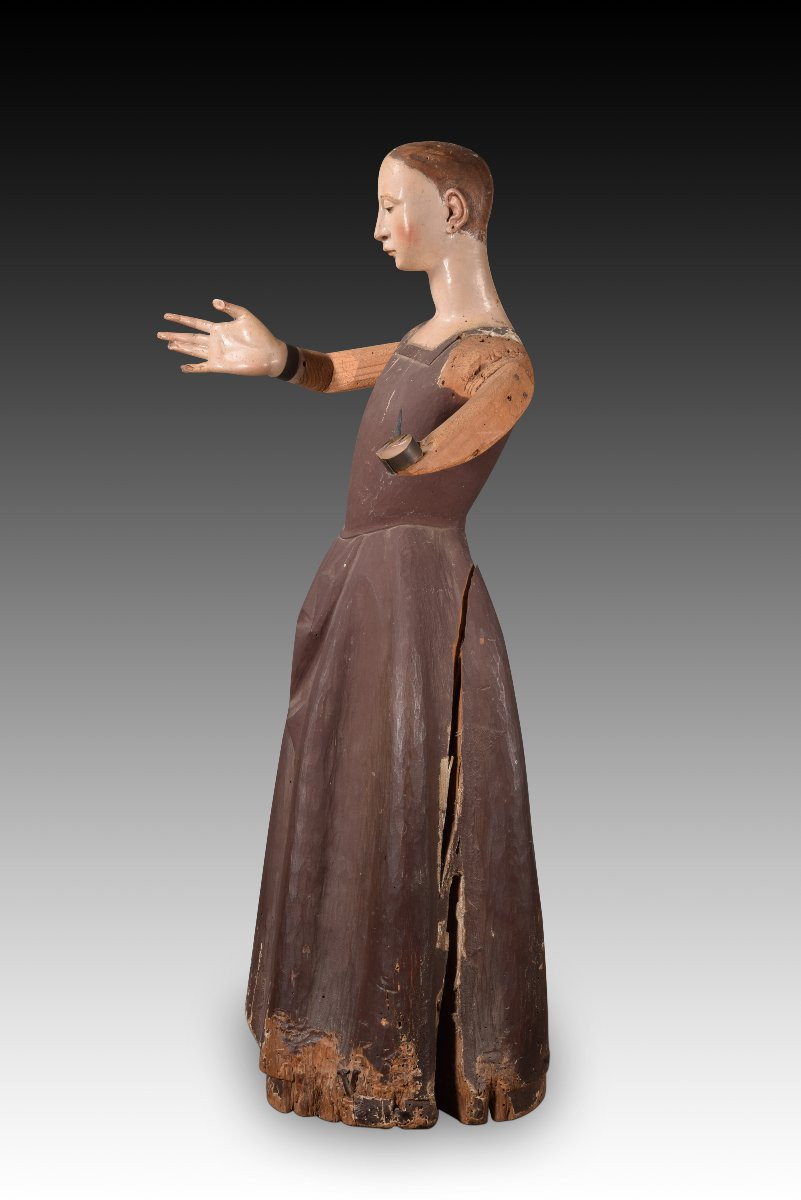 Robe Vierge. Bois, Métal. école Espagnole, 17e Siècle.-photo-3