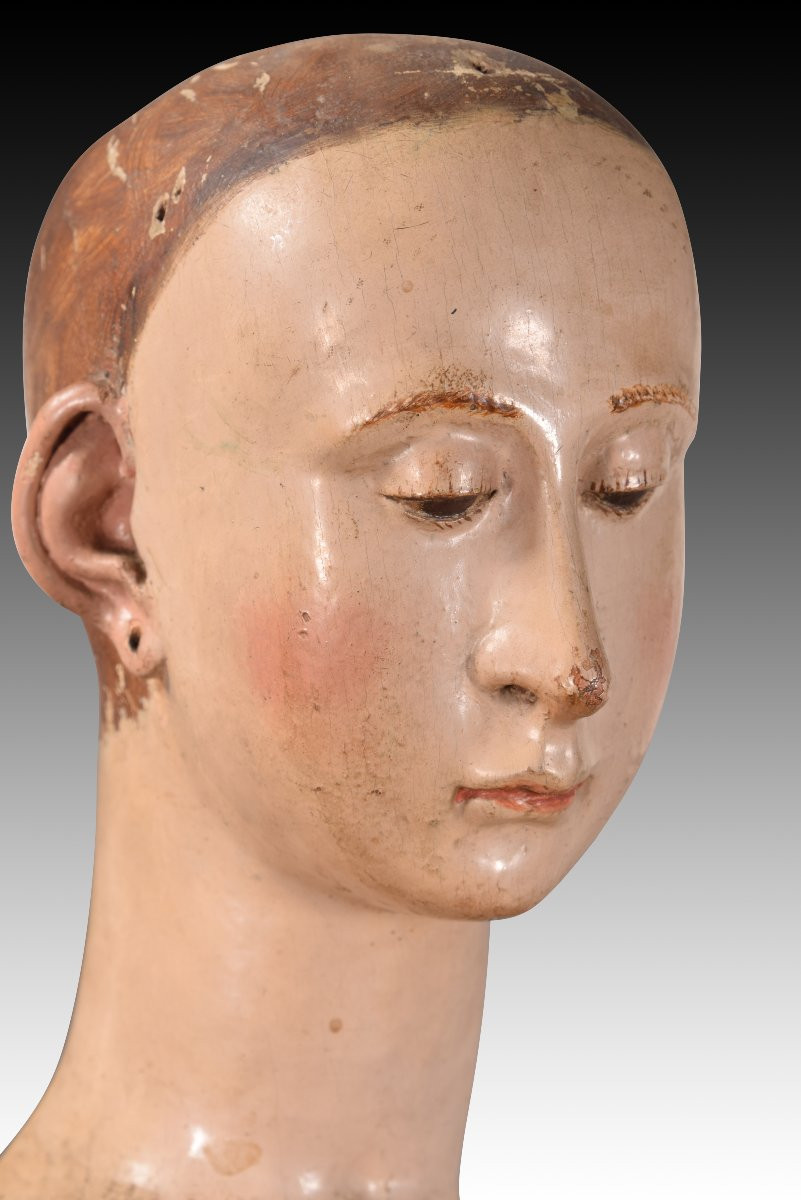 Robe Vierge. Bois, Métal. école Espagnole, 17e Siècle.-photo-5