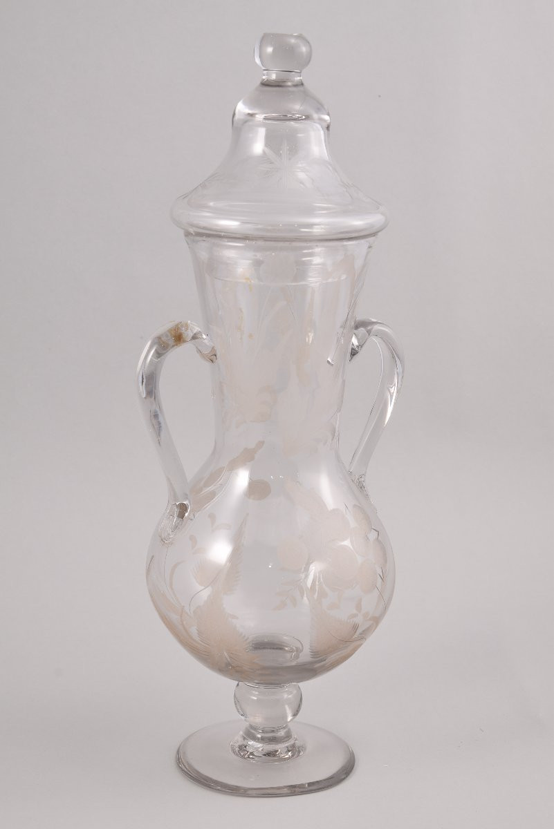 Pichet Et Verre. Verre. Verrerie Royale De La Granja De San Ildefonso, Ségovie, Espagne, XVIIIe-photo-2