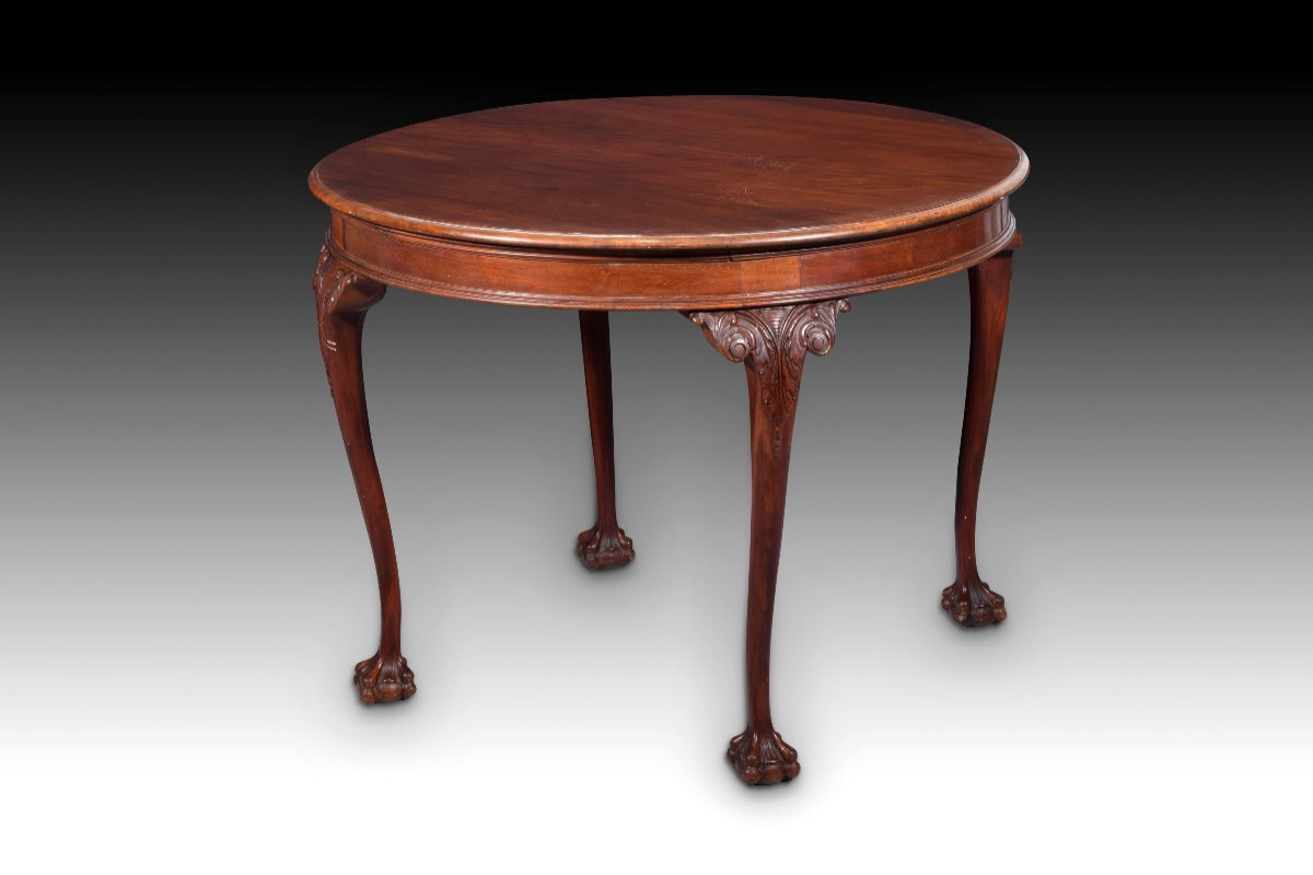 Chippendale-style Side Table. Mahogany Wood. English School, 19th Century.  -photo-3