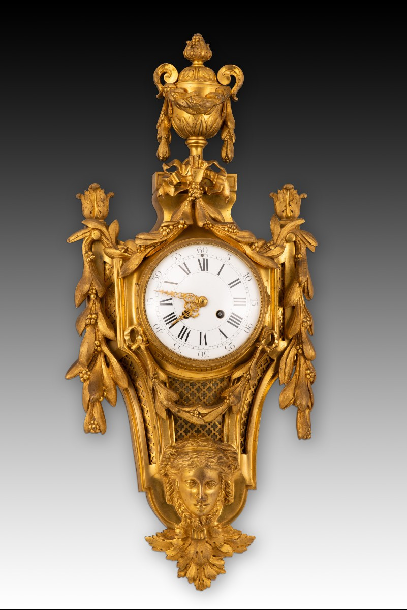Horloge Murale. Bronze Doré. France, XIXe Siècle. 