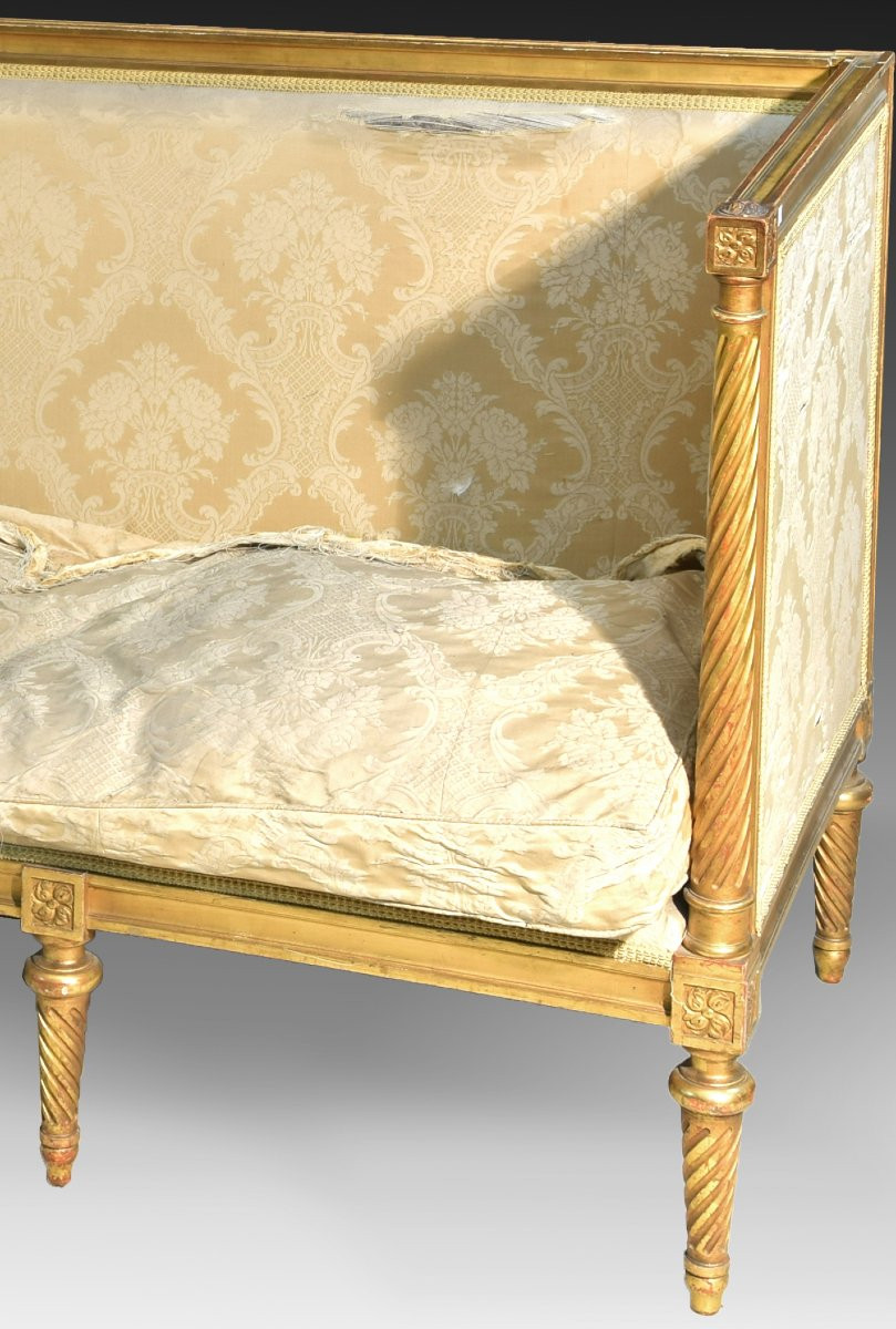  Louis XVI Style Sofa. Gilded Wood. -photo-1