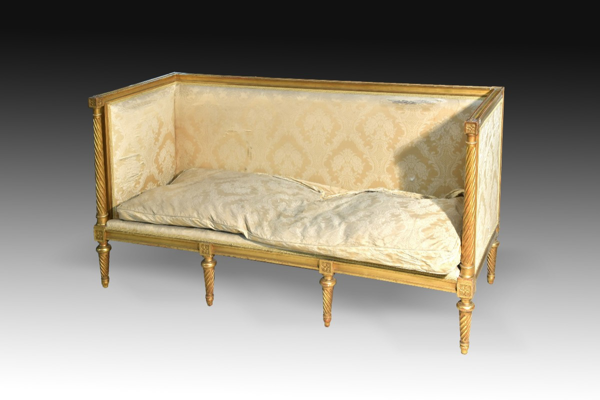  Louis XVI Style Sofa. Gilded Wood. 