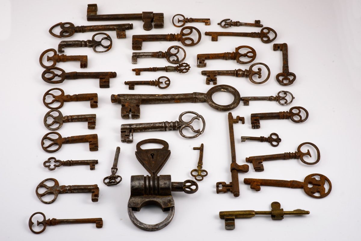 Collection Of Keys With Padlocks. Wrought Iron, From The 17th To The 19th Century.  