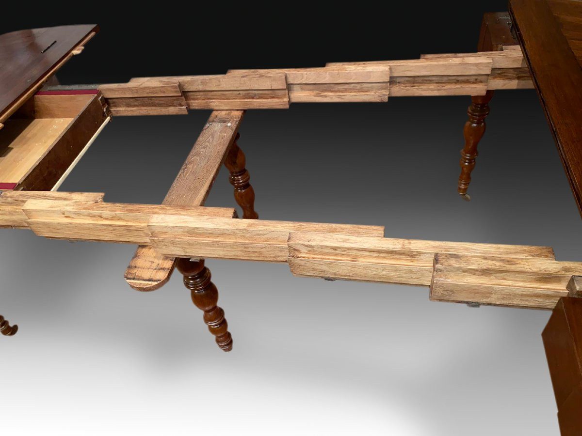 Table Pliante Extensible. Noyer Et Racine De Noyer. 19e Siècle. -photo-4
