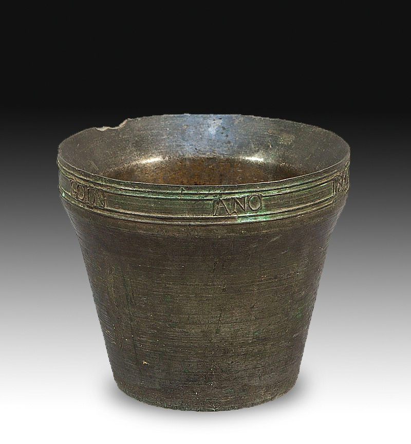 Mortar With Inscription. Bronze. Spain, 1846. 