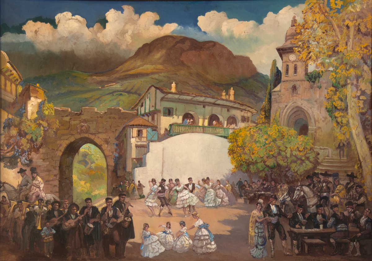 “andalusian Festival”, Oil On Board, Jean-louis Paguenaud (1876-1952).-photo-2