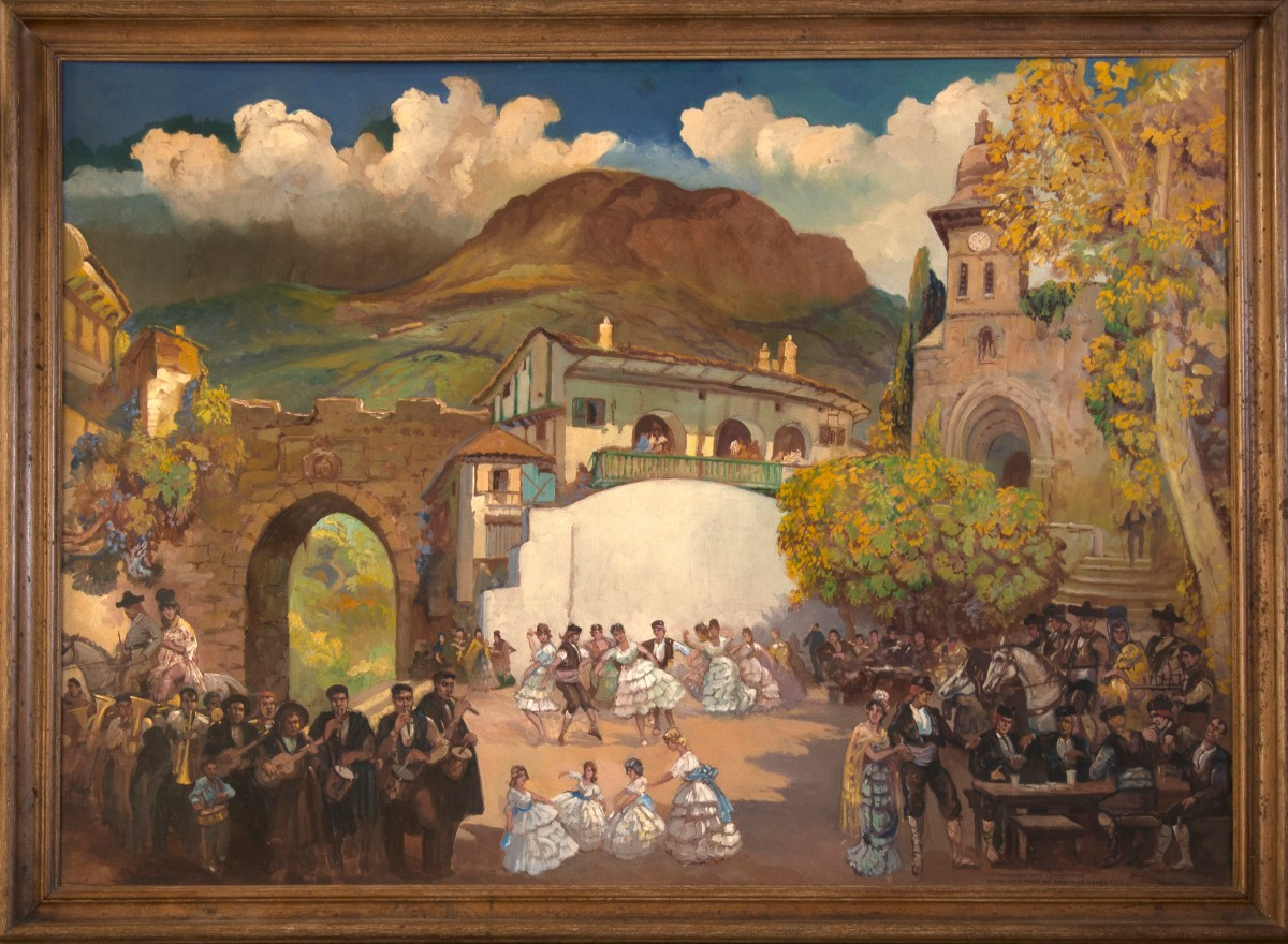 “andalusian Festival”, Oil On Board, Jean-louis Paguenaud (1876-1952).