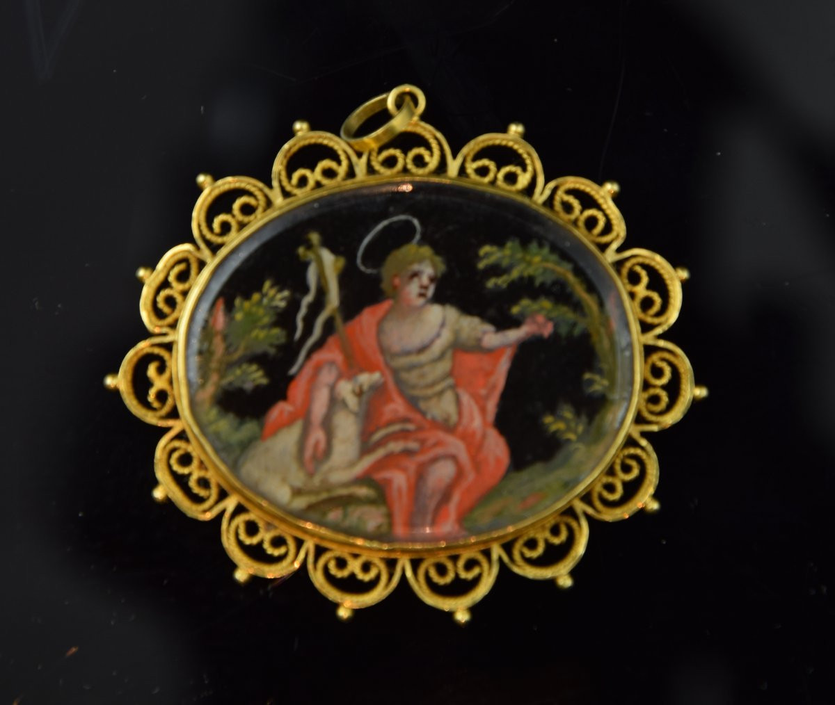 Pendentif De Dévotion En Or Et émail, Marie-madeleine Et Saint Jean-baptiste, XVIIIe Siècle.-photo-2