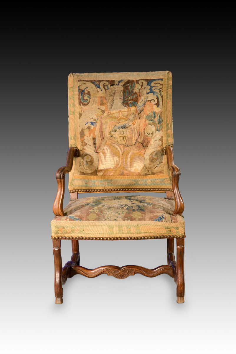  Paire De Fauteuils. Bois, Textile. XVIIIe Siècle. -photo-2