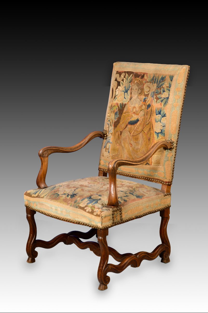  Paire De Fauteuils. Bois, Textile. XVIIIe Siècle. -photo-4