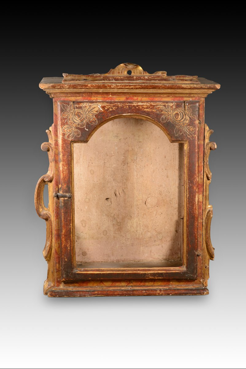 Niche. Bois Sculpté Et Polychrome. Peut-être école Espagnole, 18e Siècle.  -photo-2