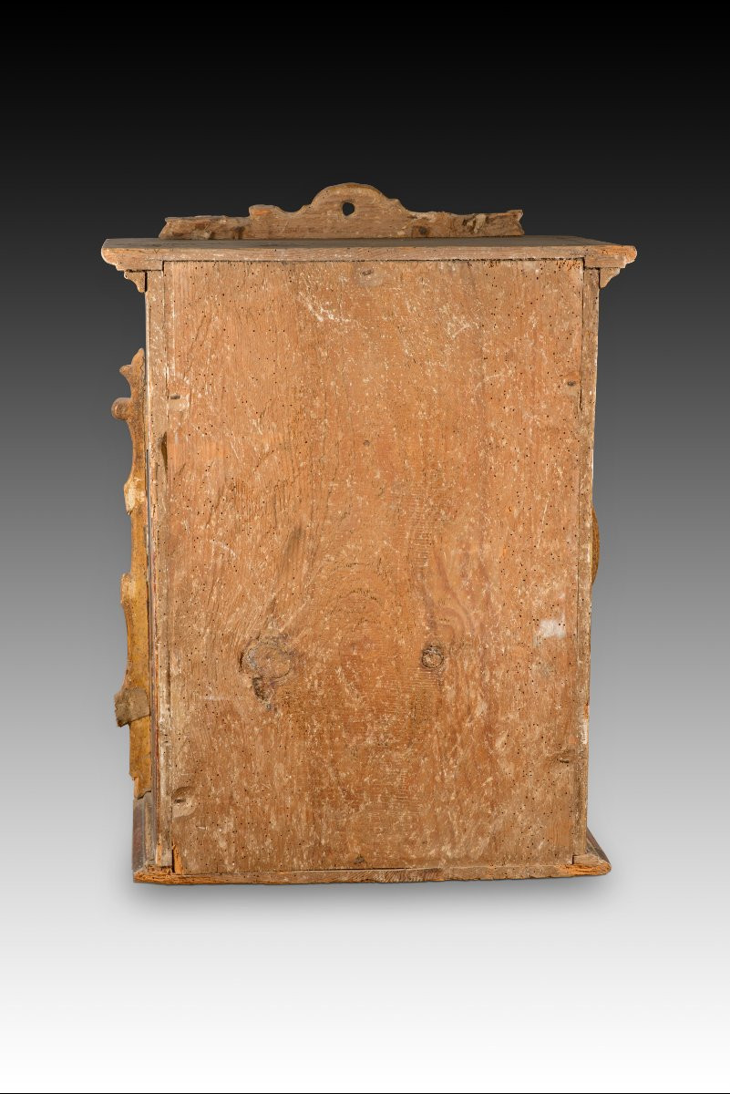 Niche. Bois Sculpté Et Polychrome. Peut-être école Espagnole, 18e Siècle.  -photo-1