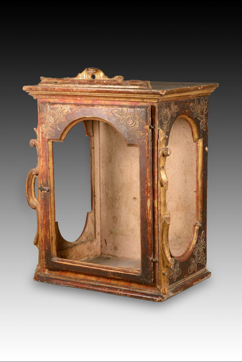 Niche. Bois Sculpté Et Polychrome. Peut-être école Espagnole, 18e Siècle.  