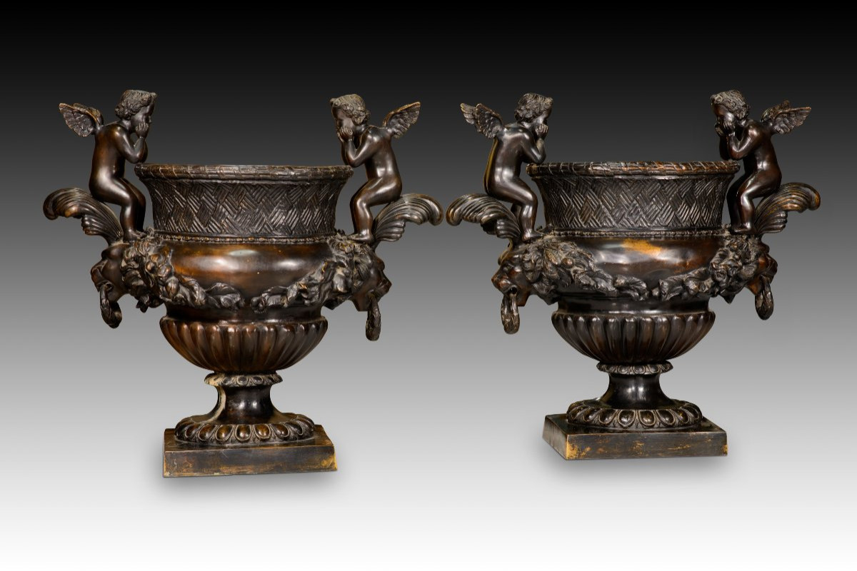  Paire De Coupes. Bronze. 20e Siècle, d'Après Claude Ballin l'Ancien. -photo-4