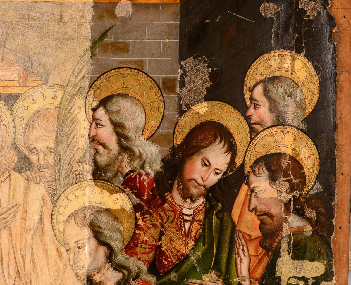 Guérison Du Paralytique. Huile Sur Panneau. école Castillane, XVIe Siècle.-photo-2