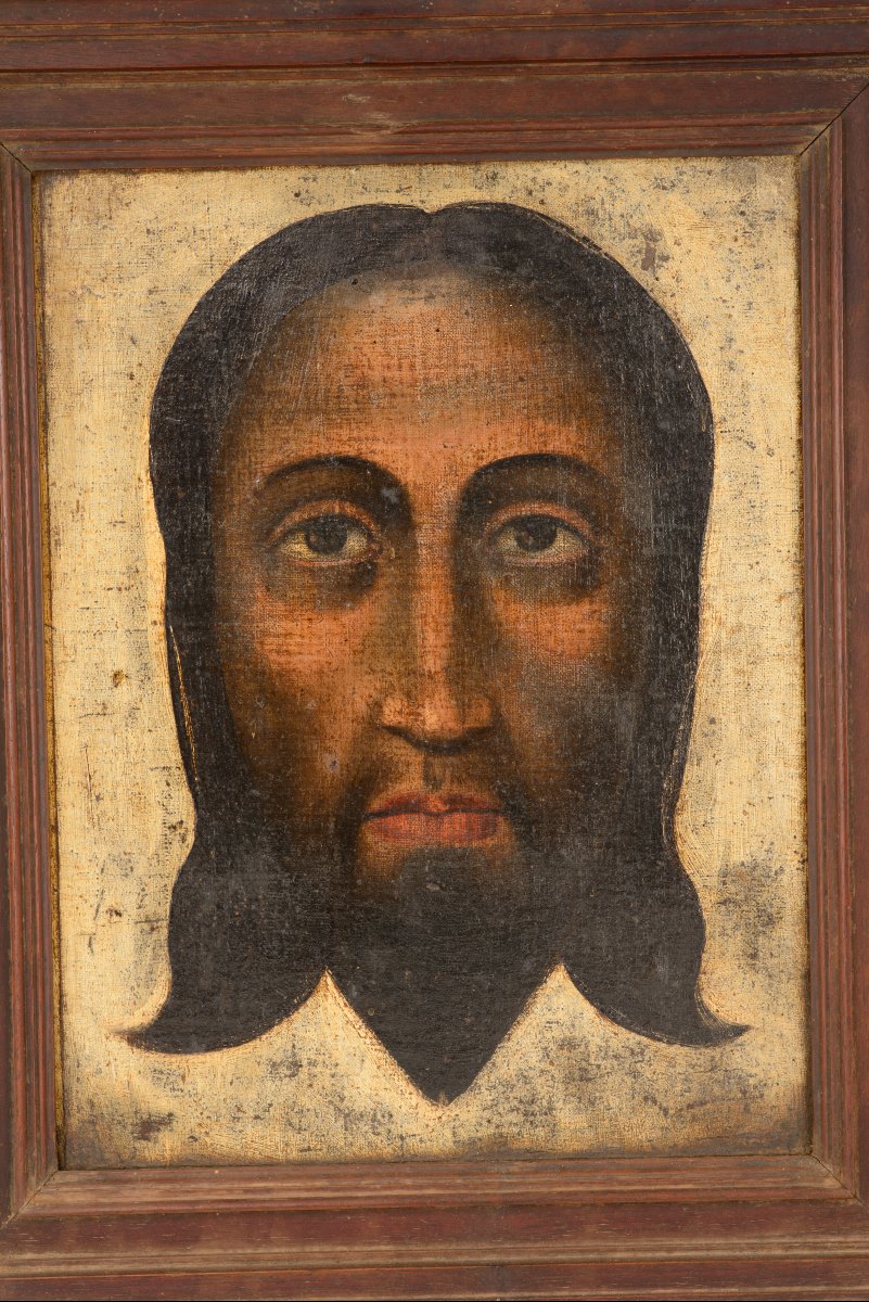  Sainte Face. Huile Sur Toile. école Espagnole, XVIe Siècle. -photo-2