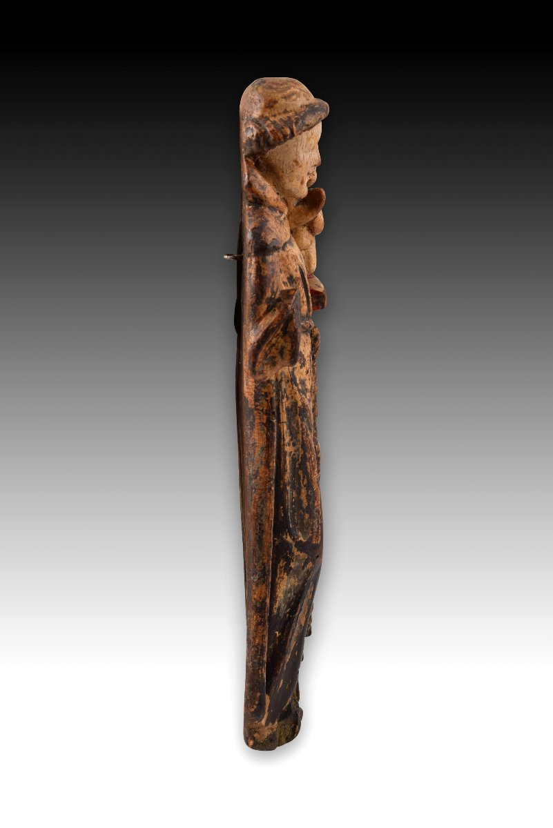 Saint Anthony With The Infant Jesus. Wood. School Of Mechelen, 16th Century.  -photo-3