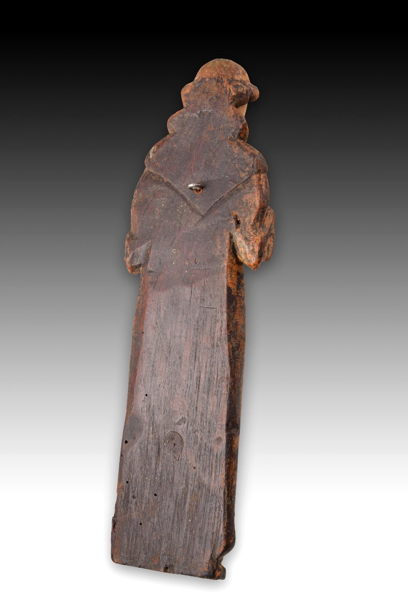 Saint Anthony With The Infant Jesus. Wood. School Of Mechelen, 16th Century.  -photo-3