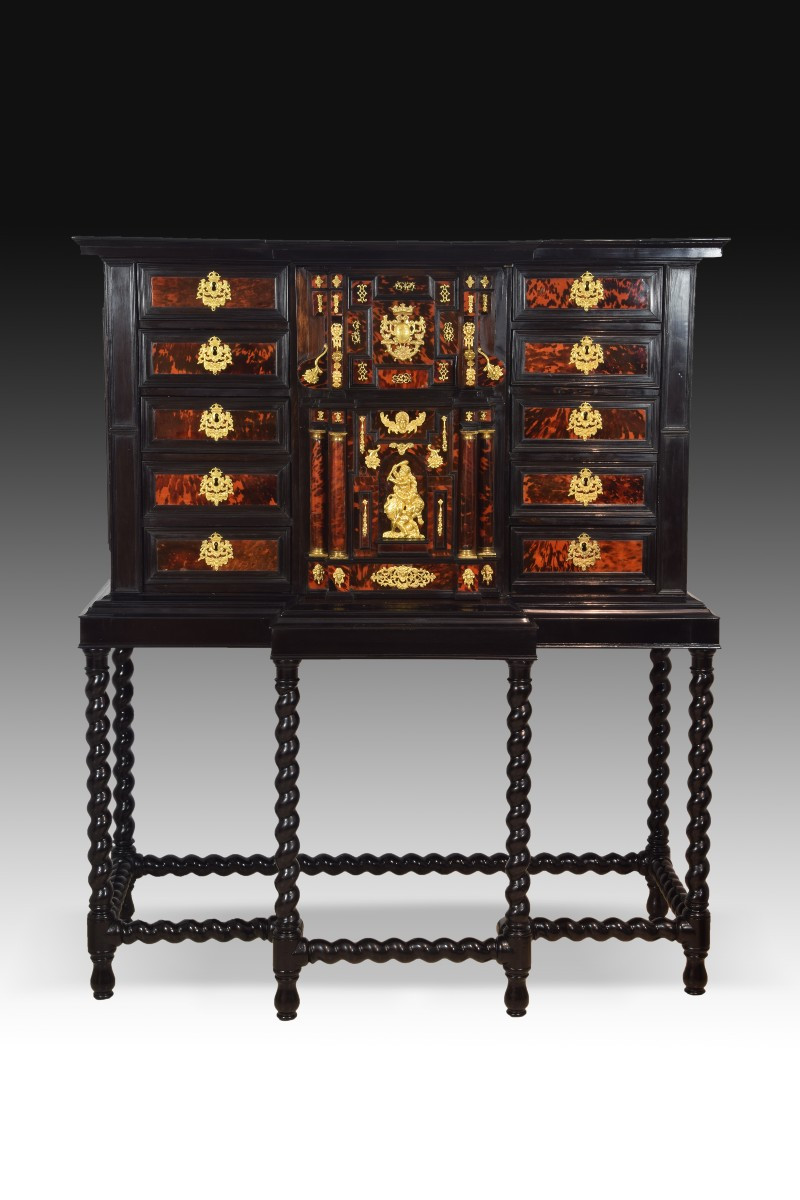 Italian-style Chest Of Drawers, 18th Century. Carey, Wood And Gilt Bronze. Open Wooden Desk...