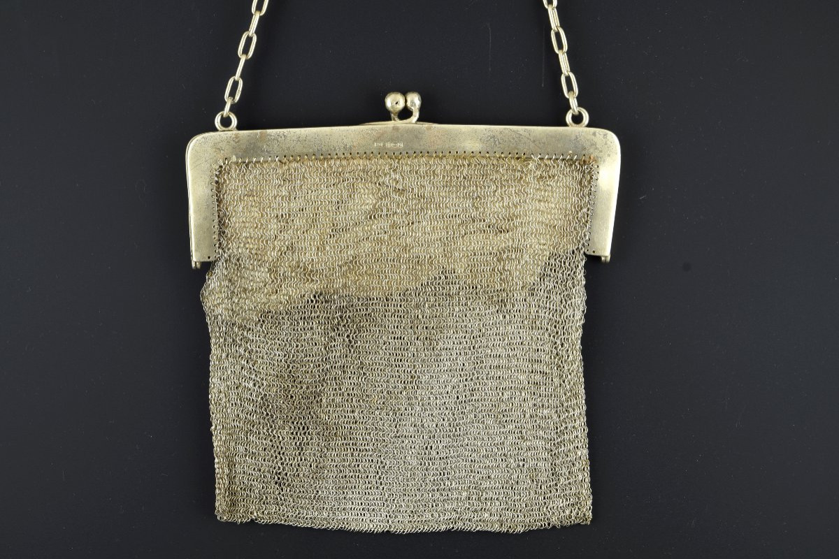  Silver Mesh Bag, 19th Century. -photo-3