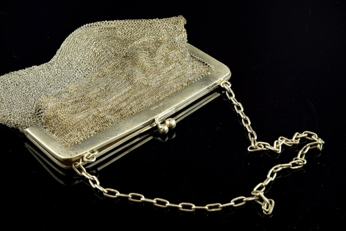  Silver Mesh Bag, 19th Century. -photo-2