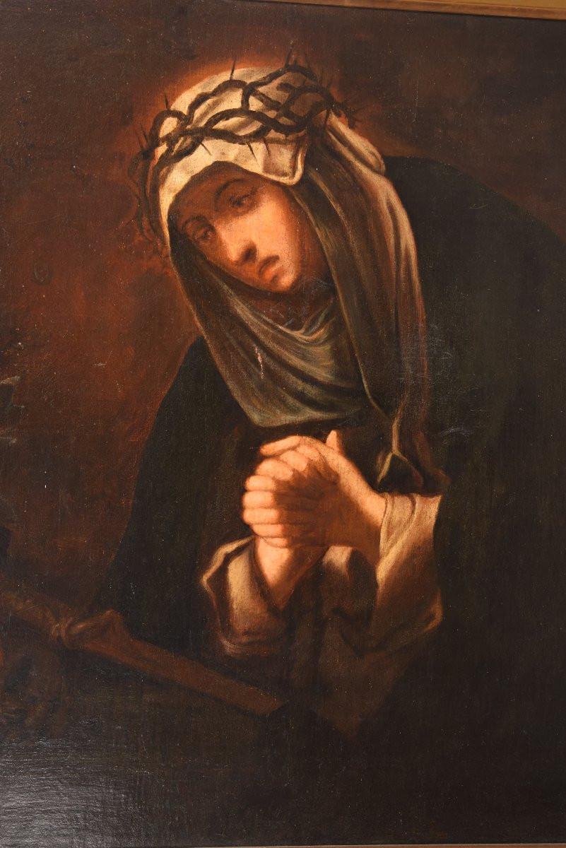 Sainte Catherine de Sienne. Huile sur toile. Vers la seconde moitié du XVIIe siècle, d'après ..-photo-3