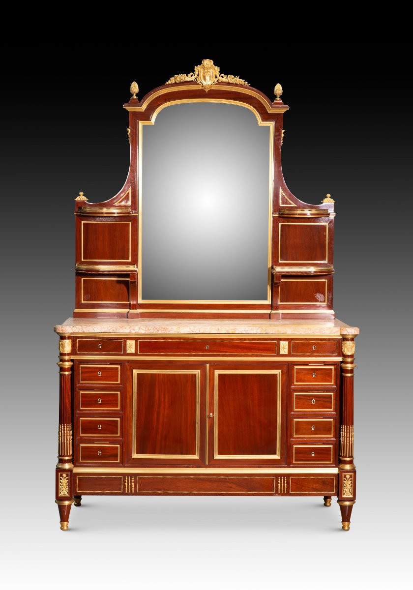 Louis XVI Style Dressing Table. Wood, Etc. Guéret Frères, Paris, France, 19th Century.  -photo-2