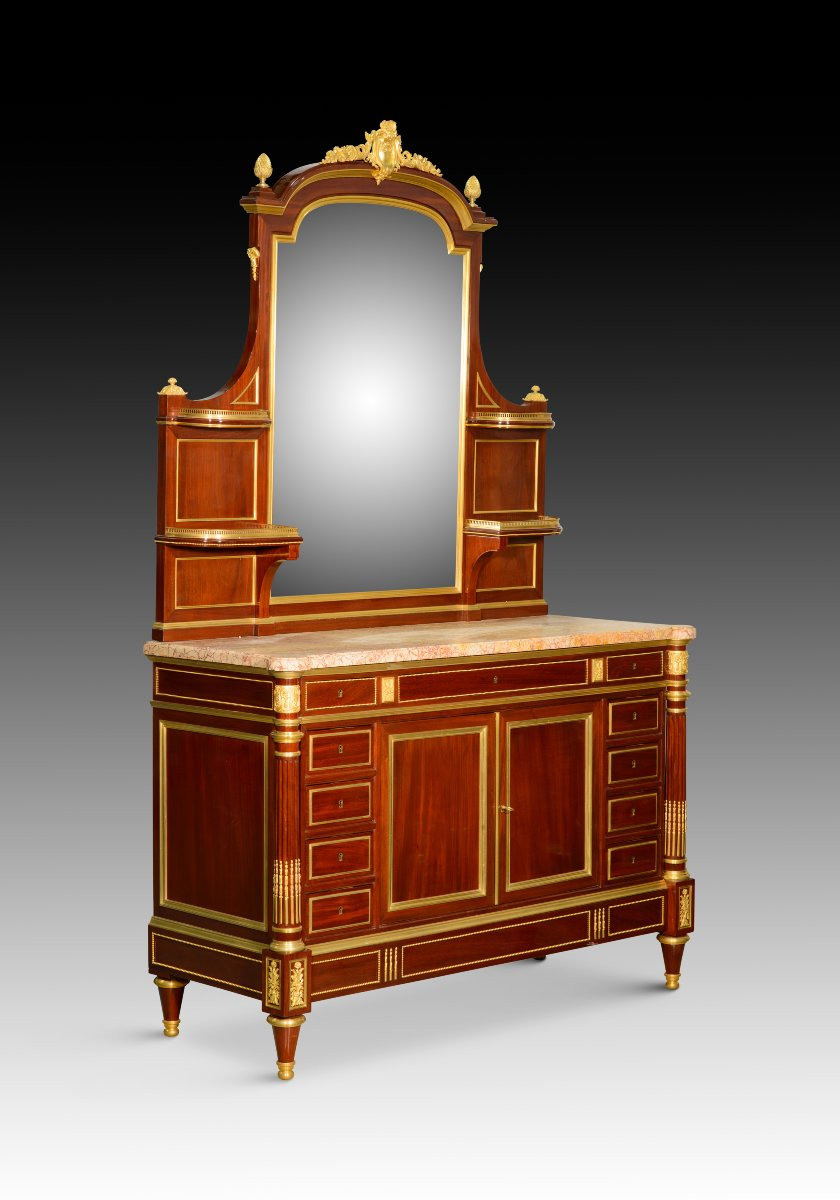 Louis XVI Style Dressing Table. Wood, Etc. Guéret Frères, Paris, France, 19th Century.  -photo-3