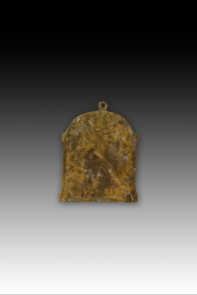 Plaque de dévotion, La prière au jardin. Bronze. XIXème siècle.  -photo-2