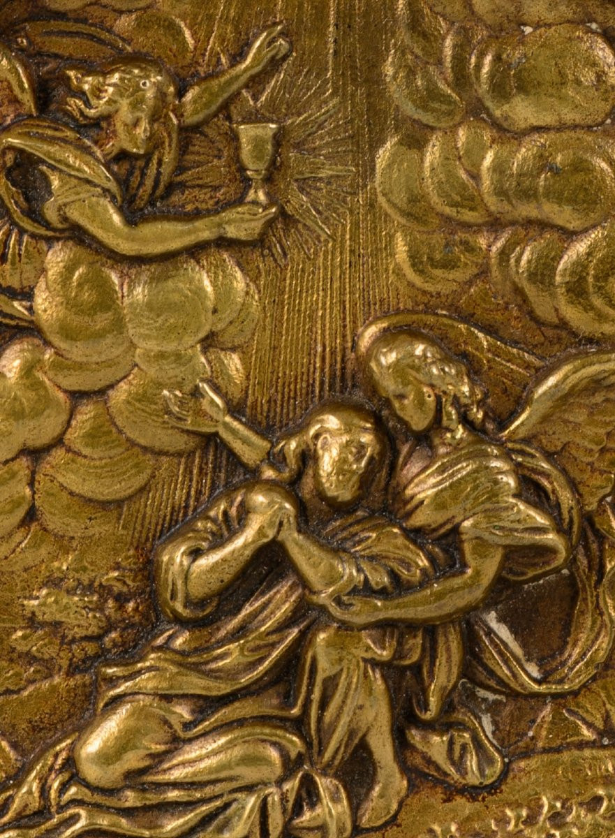 Plaque de dévotion, La prière au jardin. Bronze. XIXème siècle.  -photo-4
