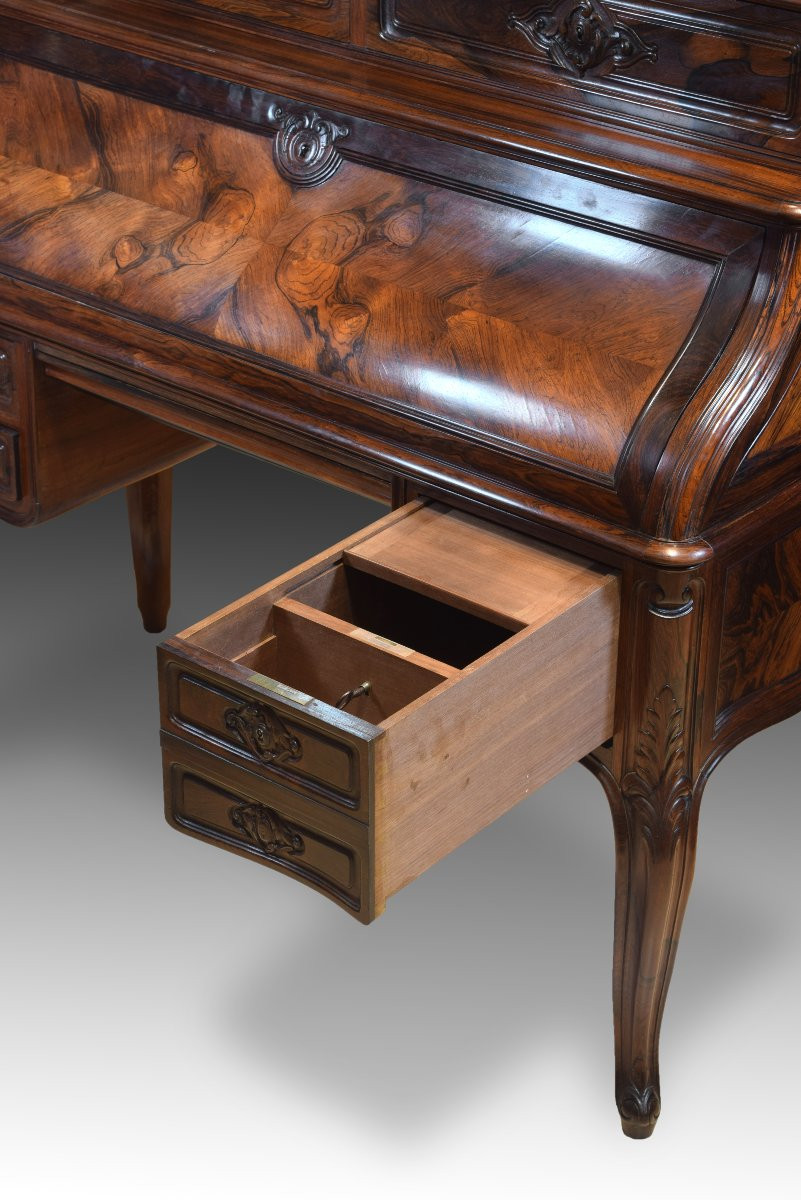 Desk Or Writing Desk. Rosewood, Wood, Metal. Jeanselme Fils Godin Et Cie, Paris, France, 19th Century -photo-2