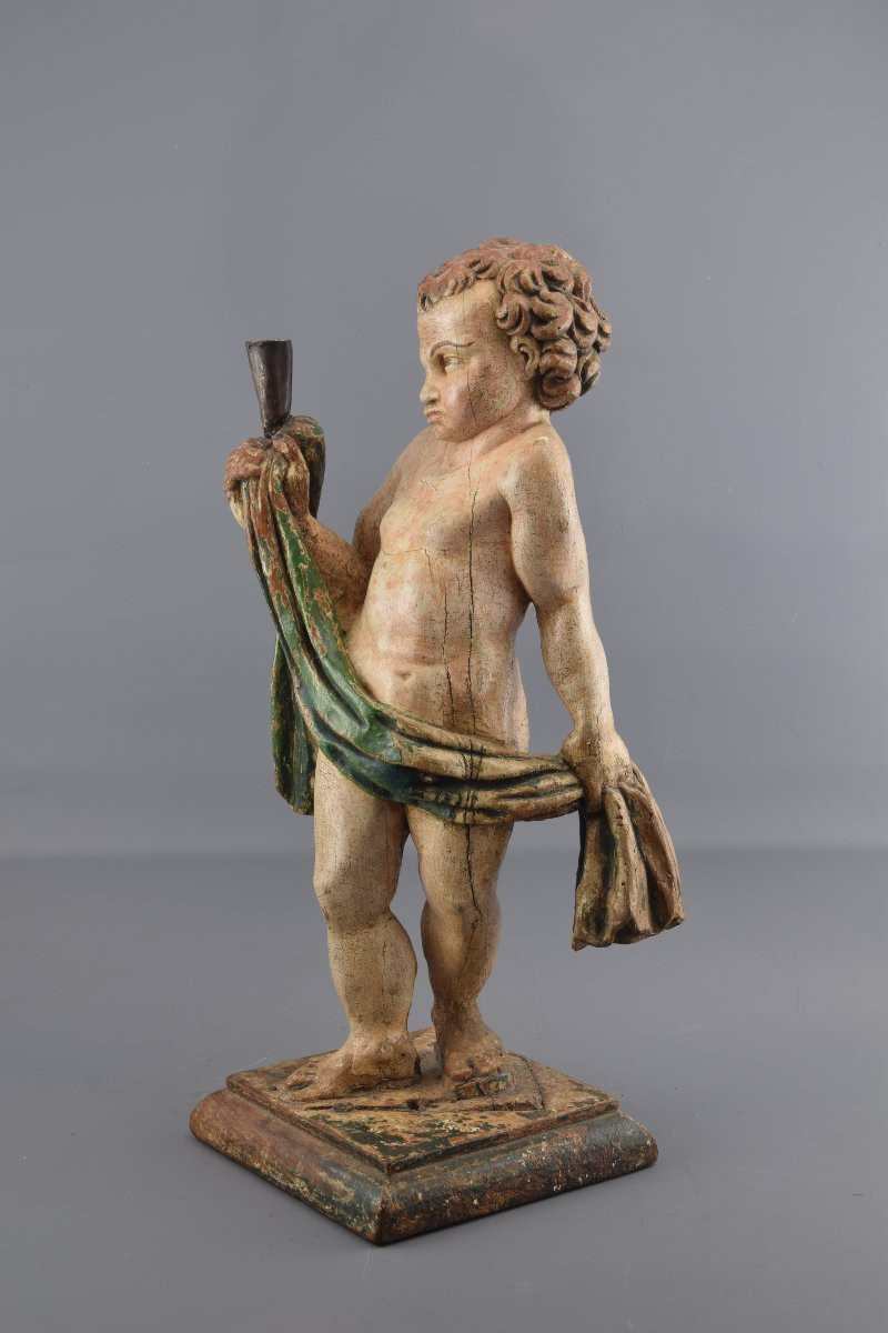 Figure Carrying A Torch. Castilian School, 16th-17th Centuries.-photo-2