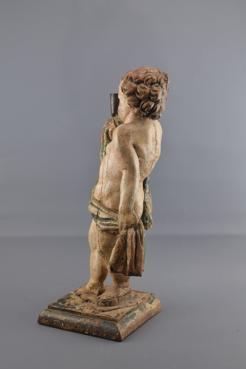 Figure Carrying A Torch. Castilian School, 16th-17th Centuries.-photo-3