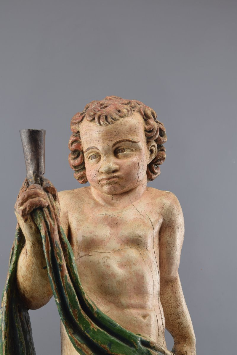 Figure Carrying A Torch. Castilian School, 16th-17th Centuries.-photo-2