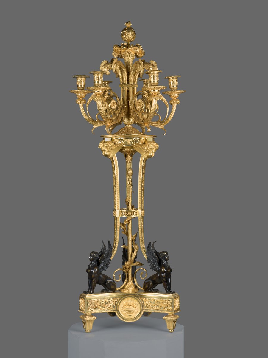 Pair Of  Candlesticks. Bronze (blued And Gilded). France, Circa 1800. -photo-3