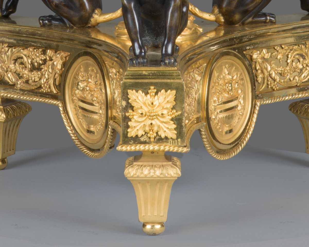 Pair Of  Candlesticks. Bronze (blued And Gilded). France, Circa 1800. -photo-8