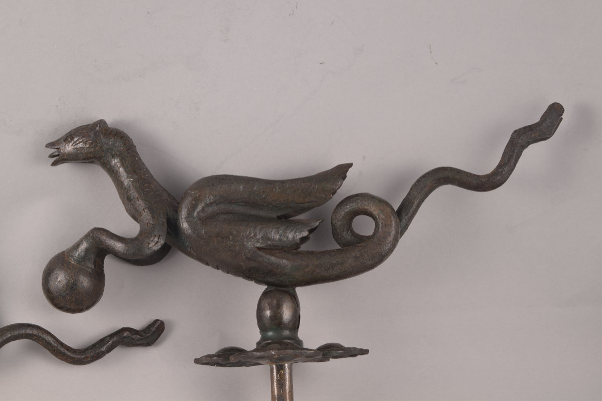Pair Of Door Knockers. Made Of Iron. 20th Century. -photo-3
