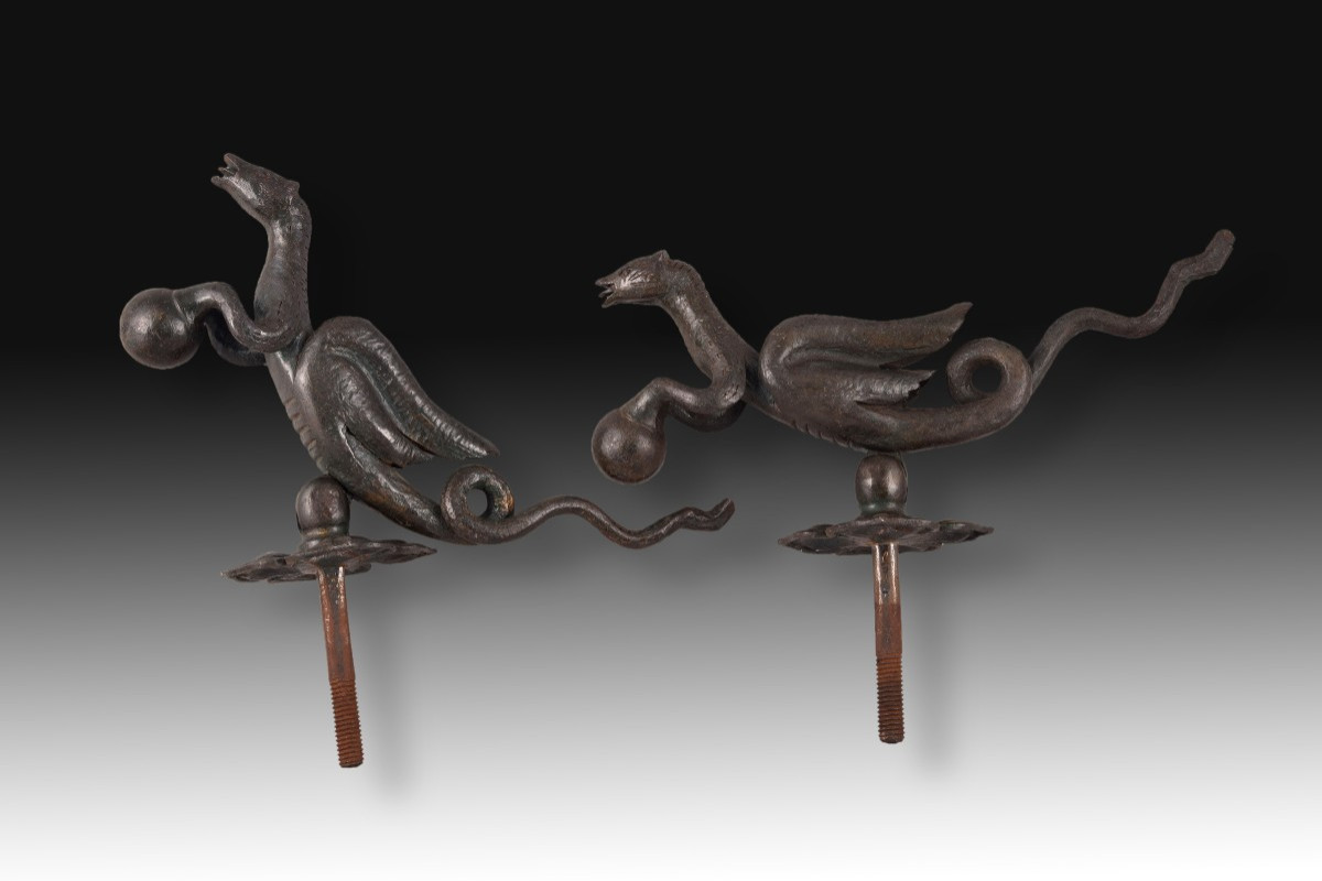 Pair Of Door Knockers. Made Of Iron. 20th Century. 