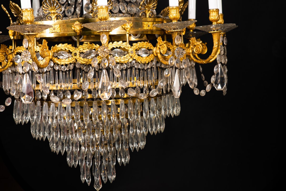  Plafonnier de style Empire. Bronze et verre. XIXème siècle.  -photo-3