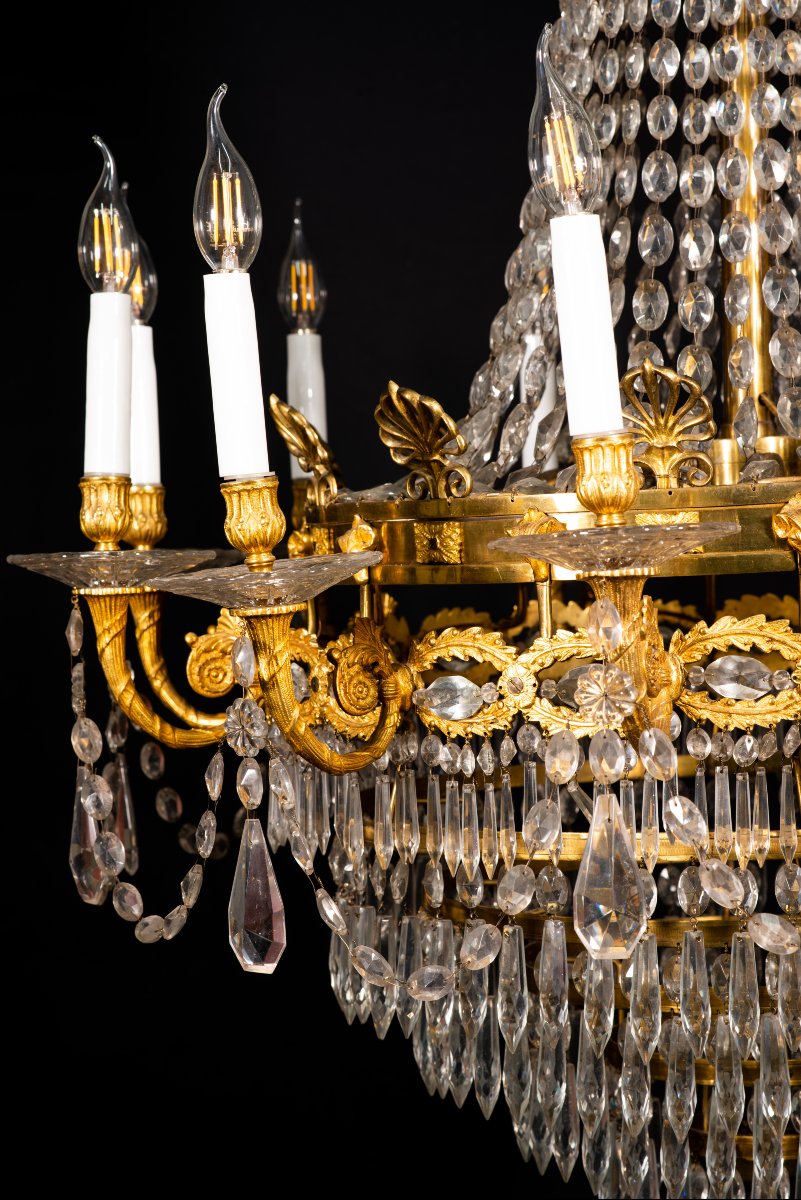  Plafonnier de style Empire. Bronze et verre. XIXème siècle.  -photo-4