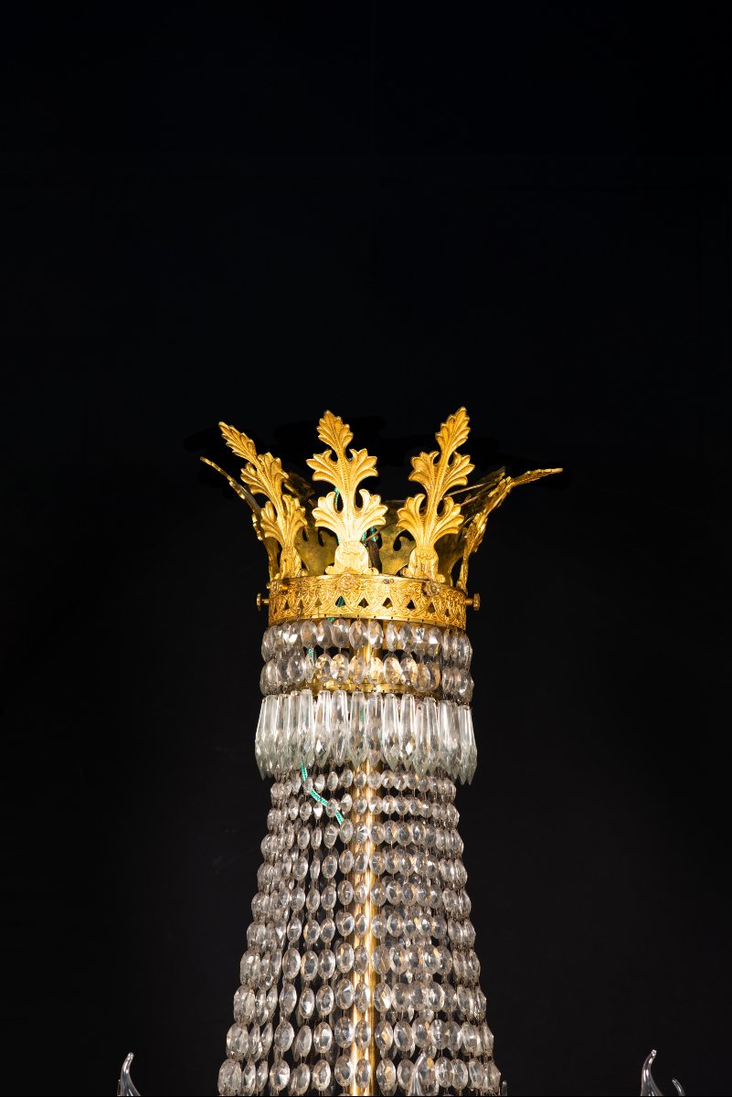  Plafonnier de style Empire. Bronze et verre. XIXème siècle.  -photo-2