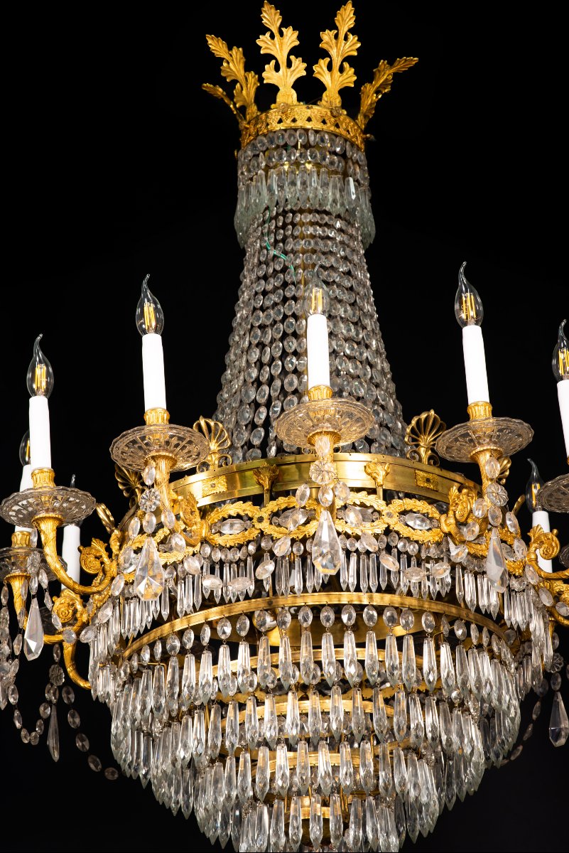  Plafonnier de style Empire. Bronze et verre. XIXème siècle.  -photo-3