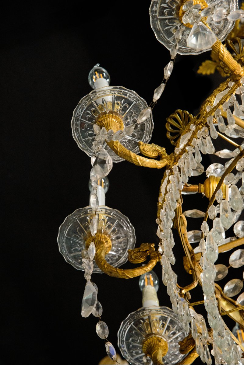  Plafonnier de style Empire. Bronze et verre. XIXème siècle.  -photo-8