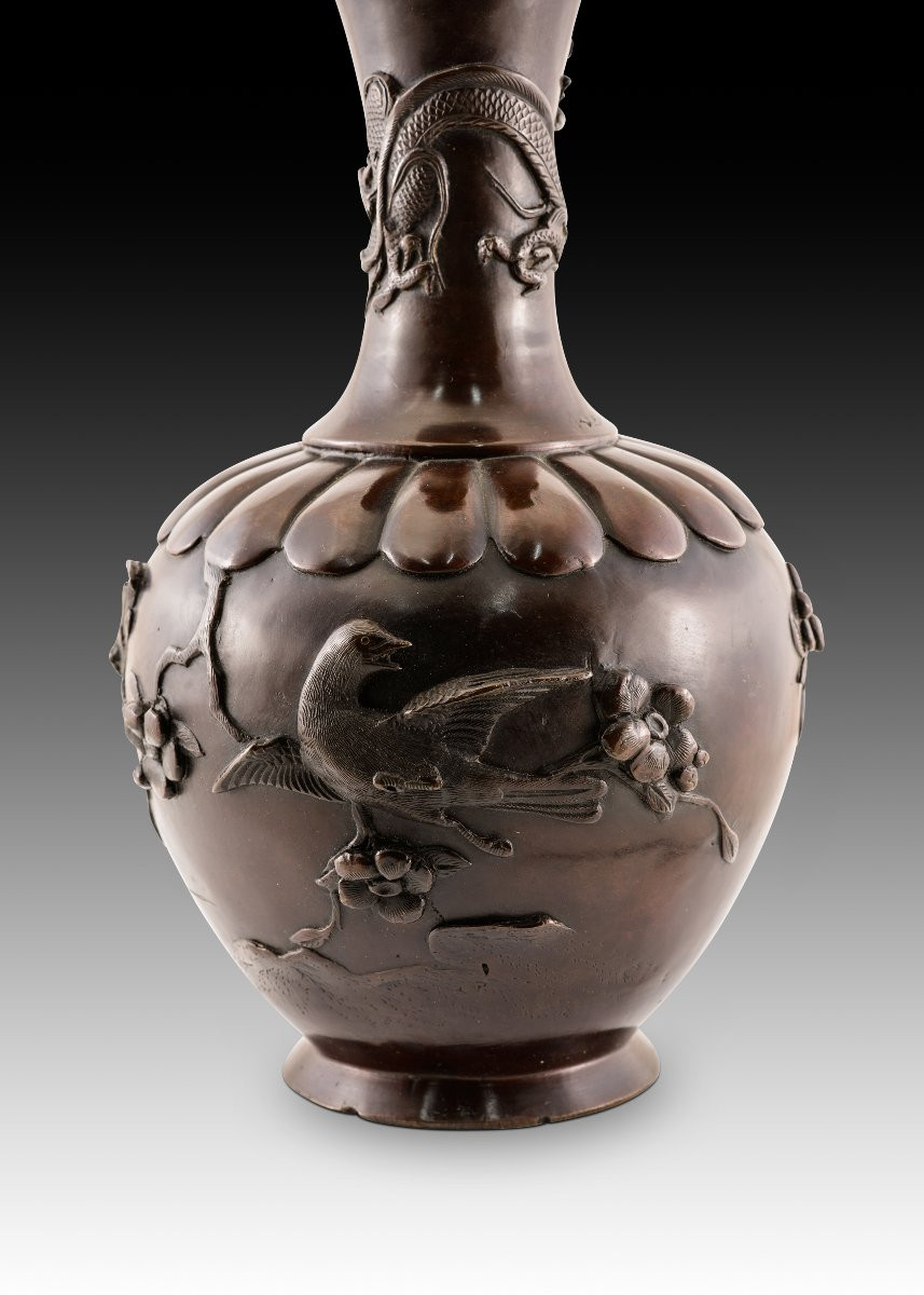 Pair Of Vases. Bronze. Japan, Meiji Period (1868-1912). -photo-3