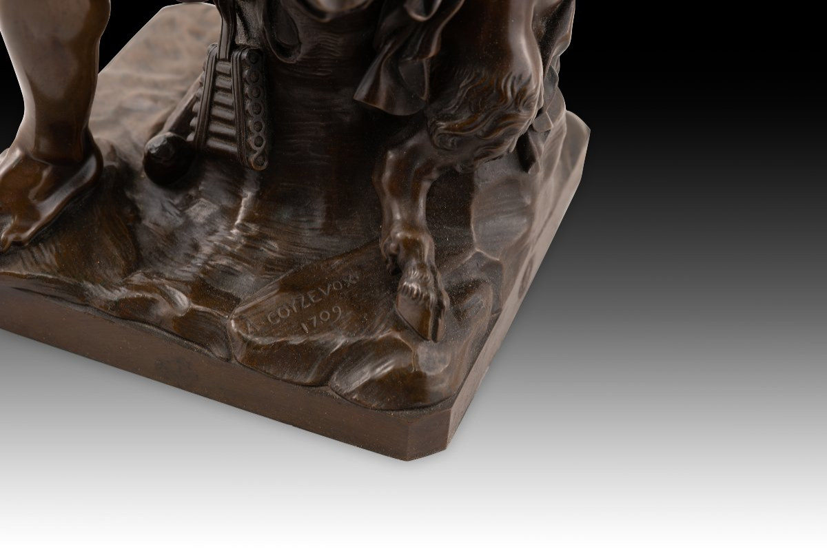  Faun Playing The Flute. Bronze. After Models By Antoine Coysevòx. -photo-5