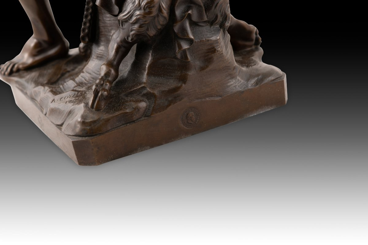  Faun Playing The Flute. Bronze. After Models By Antoine Coysevòx. -photo-6