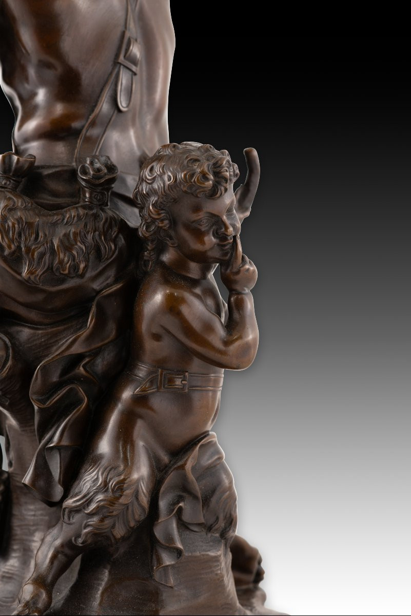  Faun Playing The Flute. Bronze. After Models By Antoine Coysevòx. -photo-7