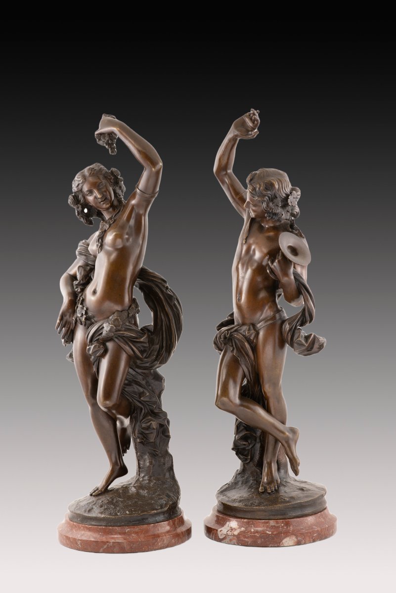  Figures allégoriques. Bronze, marbre. DEVAULX, François Théodore. France, XIXe siècle.-photo-2