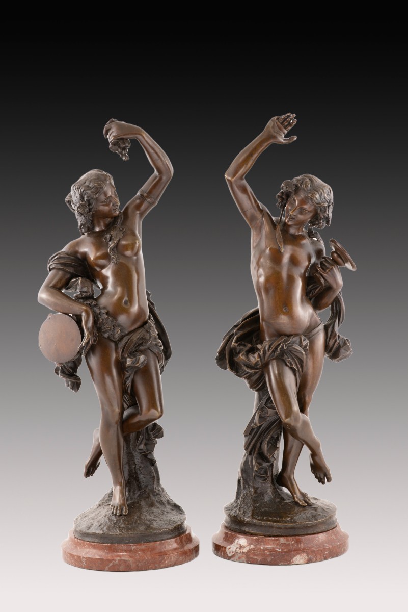  Figures allégoriques. Bronze, marbre. DEVAULX, François Théodore. France, XIXe siècle.